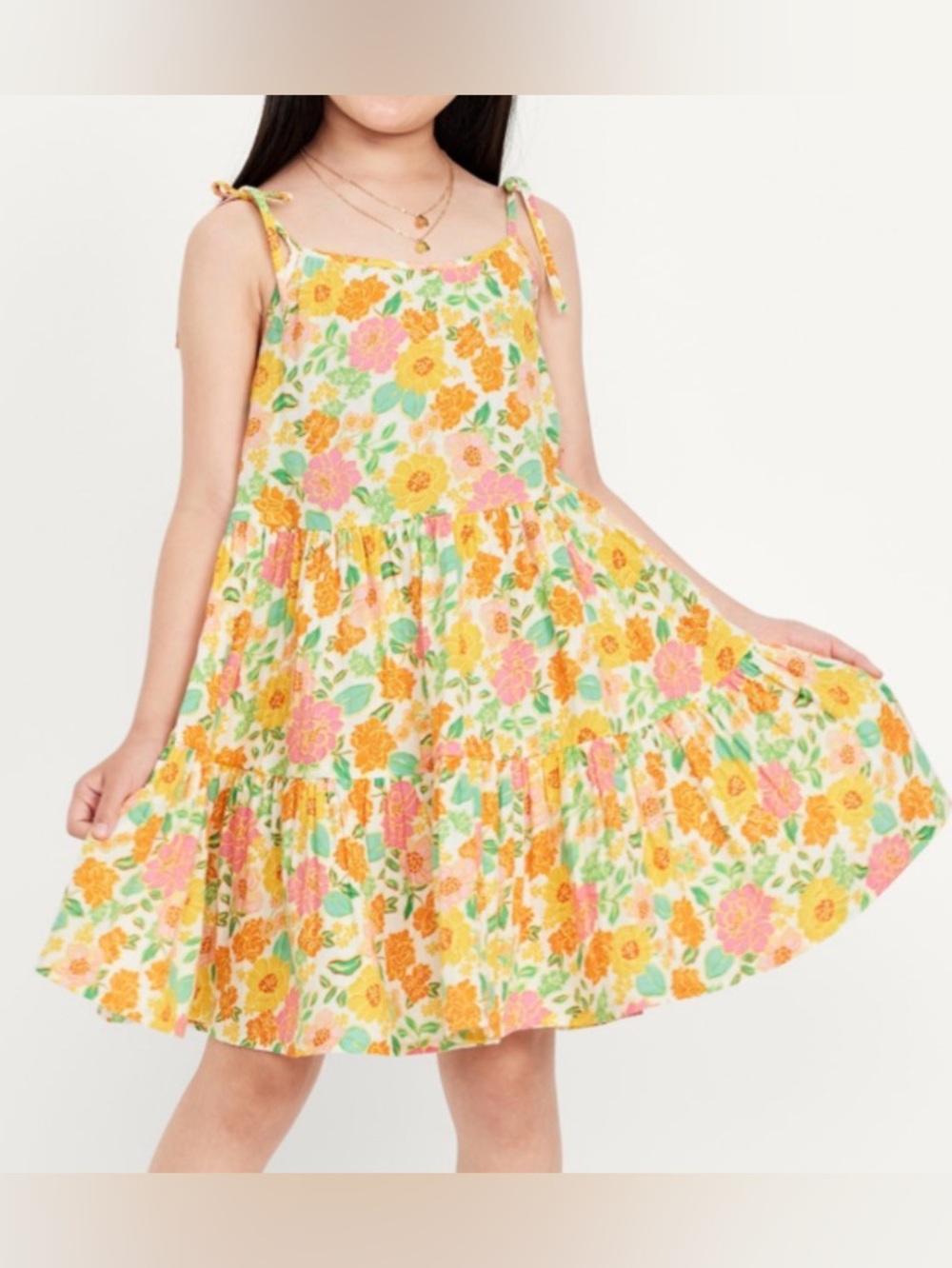 Spring Floral Tiered Sundress in Yellow